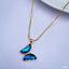 Copper Cubic Zirconia Crystal Blue Gold Butterfly Pendant Chain Bulk