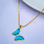 Copper Cubic Zirconia Crystal Green Gold Butterfly Pendant Chain Bulk