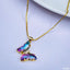 Copper CZ Crystal Purple Blue Gold Butterfly Pendant Chain Bulk