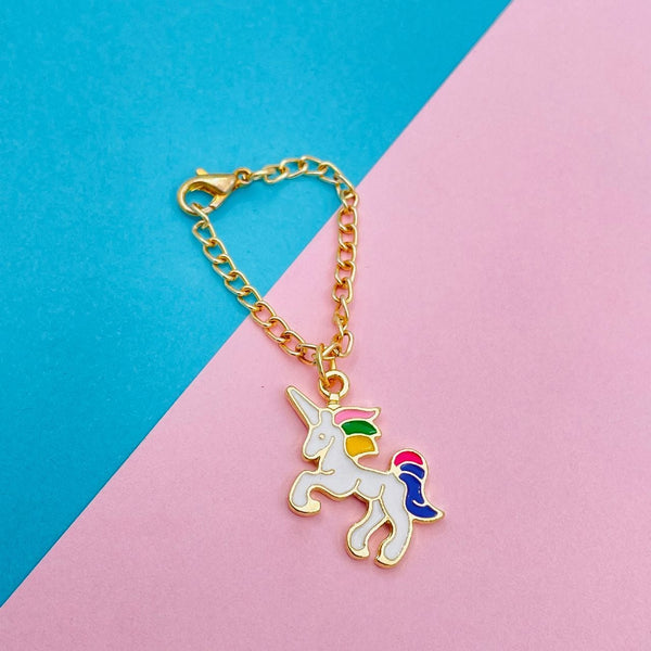 Brass Enamel Unicorn Watch Charm For Women White Gold Bulk Main image