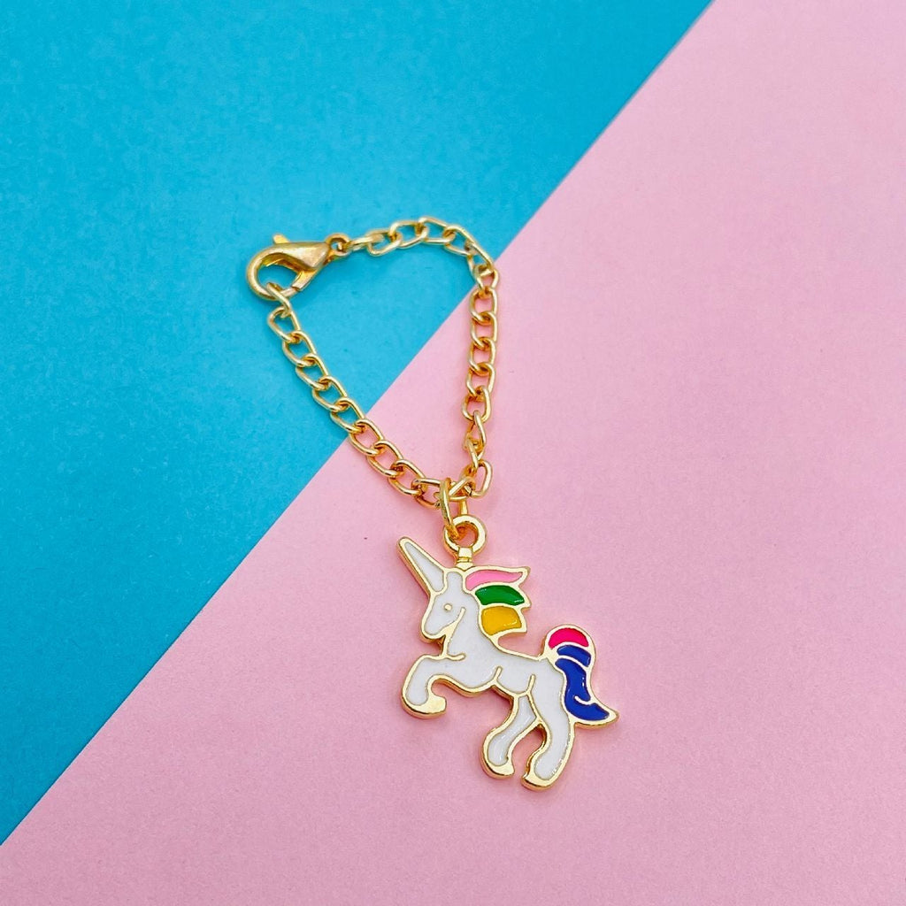 Brass Enamel Unicorn Watch Charm For Women White Gold Bulk