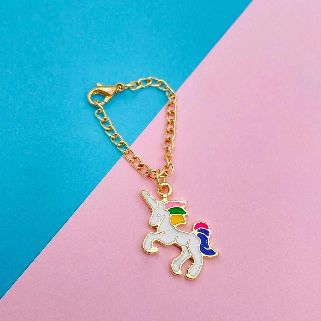 Brass Enamel Unicorn Watch Charm For Women White Gold Bulk