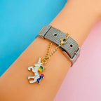 Brass Enamel Unicorn Watch Charm For Women White Gold Bulk