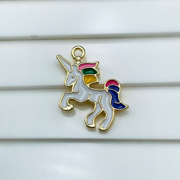 Brass With Enamel Multicolor Gold Unicorn Pendant For Women Girls Main image