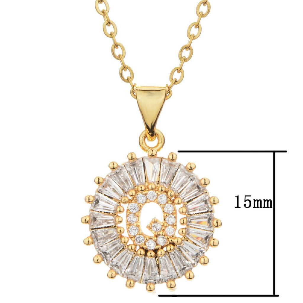 Gold Baguette Initial Alphabet Letter Pendant Chain Bulk