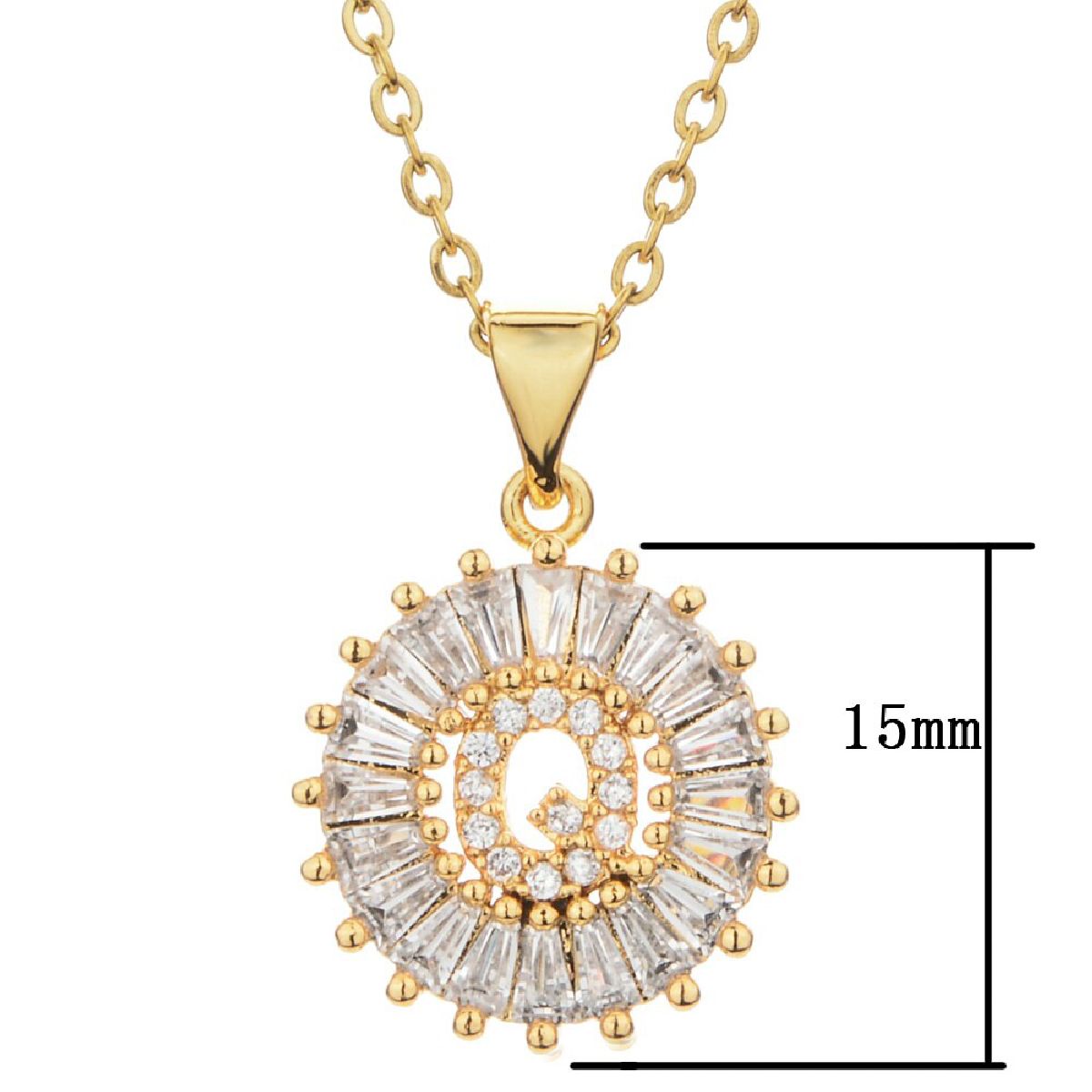 Gold Baguette Initial Alphabet Letter Pendant Chain Bulk