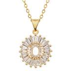 Gold Baguette Initial Alphabet Letter Pendant Chain Bulk