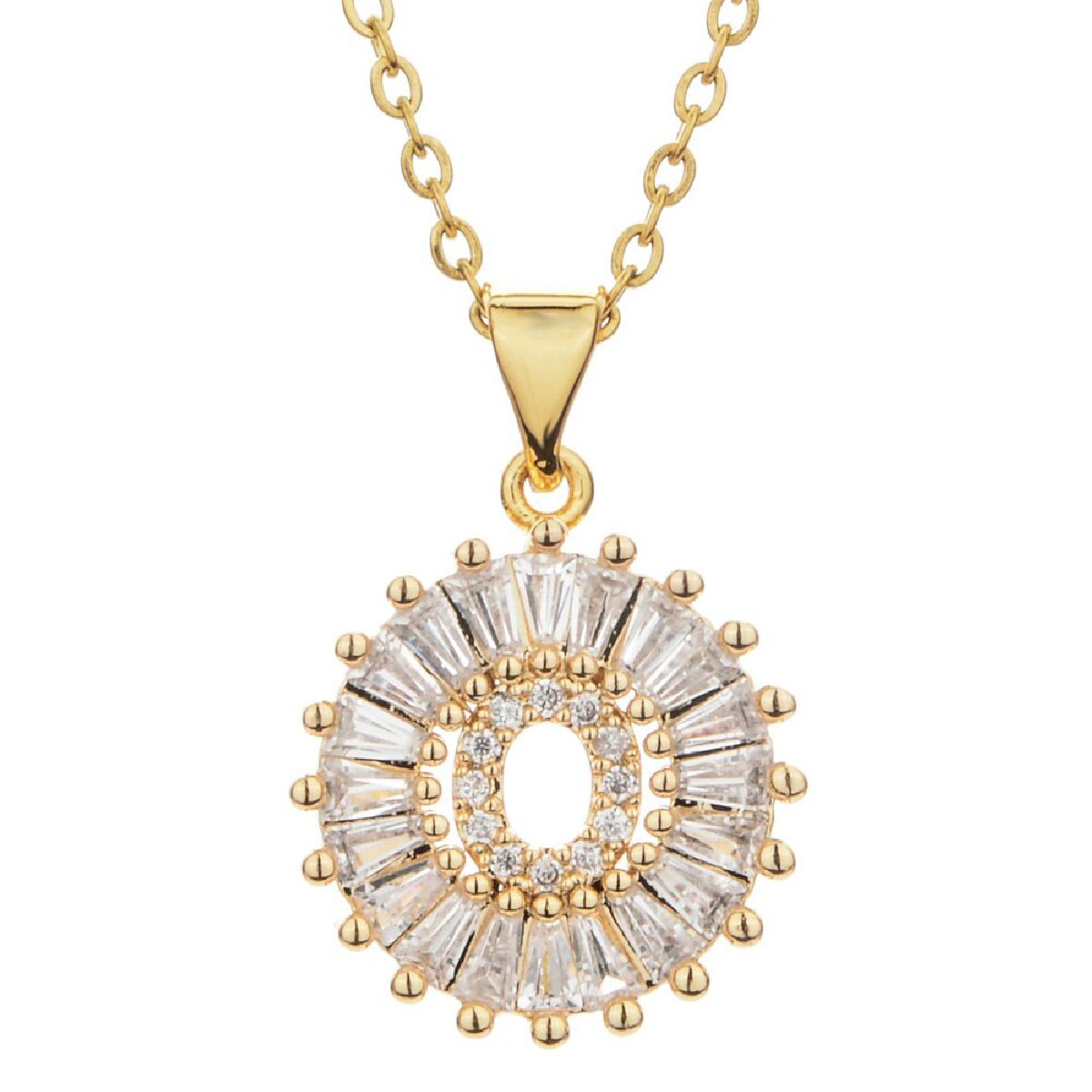 Gold Baguette Initial Alphabet Letter Pendant Chain Bulk