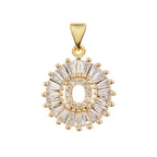 Gold Baguette Initial Alphabet Letter E Pendant Bulk