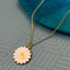 Brass Enamel Yellow White Gold Daisy Flower Pendant Women Girls Bulk
