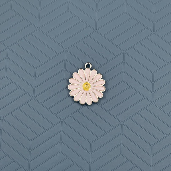 Brass Enamel White Yellow Gold Daisy Flower Pendant For Women Main image