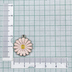 Brass Enamel White Yellow Gold Daisy Flower Pendant For Women