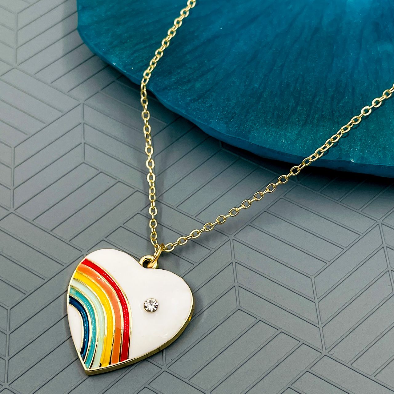 Brass With Enamel Multicolor Gold Rainbow Pendant For Women Girls Main image