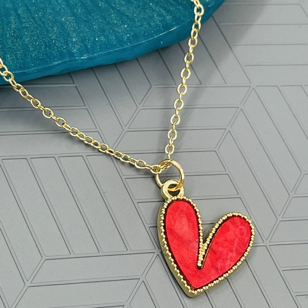 Brass With Enamel Red Gold Heart Pendant For Women Girls Bulk