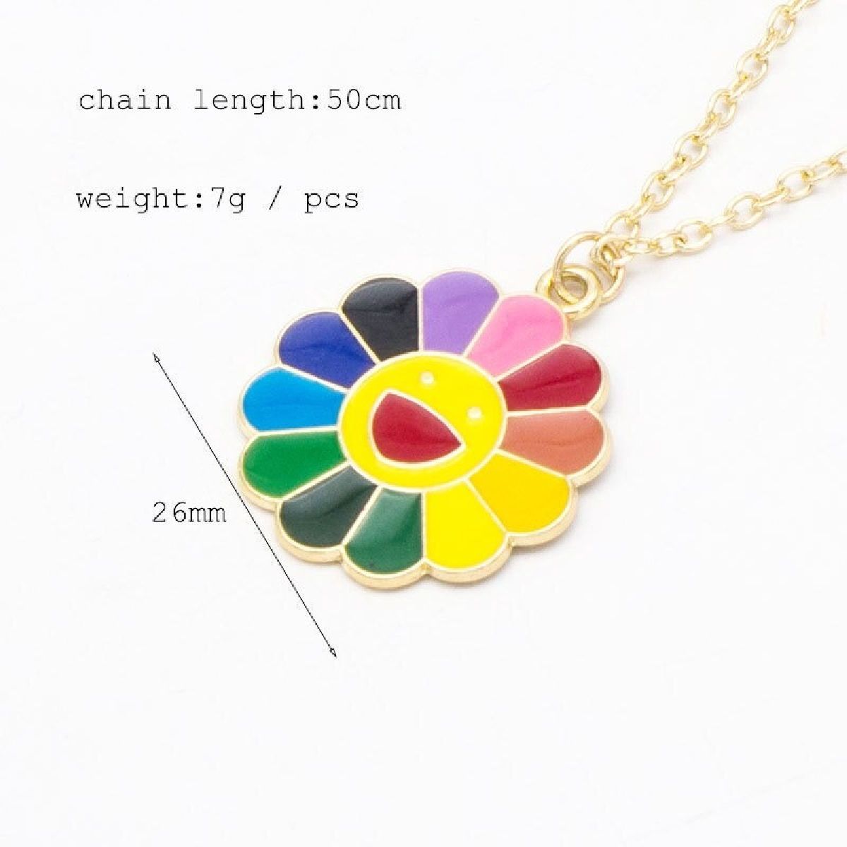 Brass With Enamel Multicolor Gold Smiley Rainbow Pendant Girls Bulk