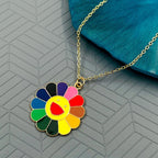 Brass With Enamel Multicolor Gold Smiley Rainbow Pendant Girls Bulk
