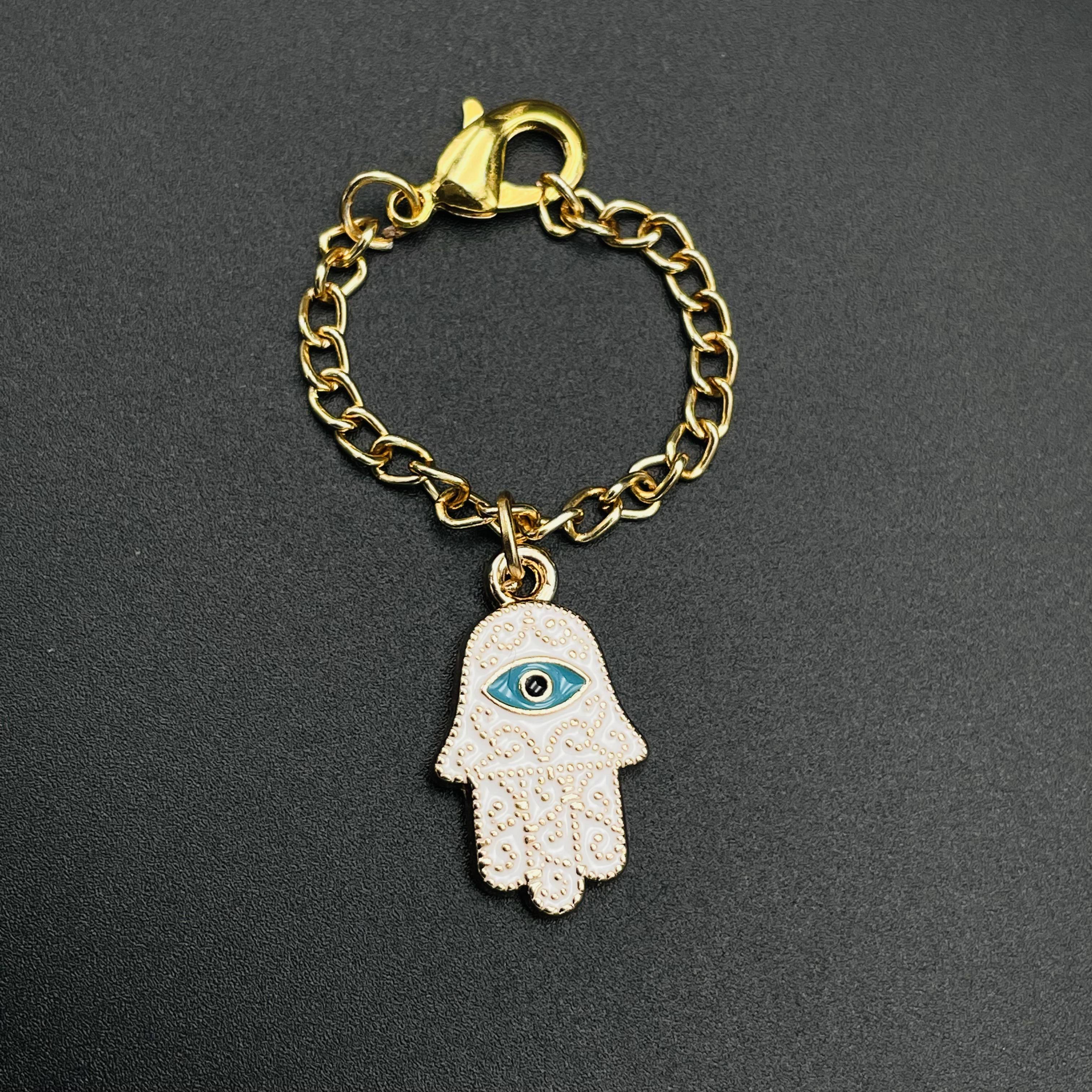 Hamsa Evil Eye Brass Gold White Link Chain Watch Charm Chain Bulk Main image