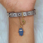 Hamsa Evil Eye Brass Gold Blue Link Chain Watch Charm Chain Bulk
