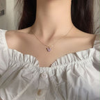Brass With Pink Gold Butterfly Necklace Pendant Chain Women Girls