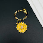 Daisy Flower Brass Gold Enamel Link Chain Watch Charm Chain Women Bulk