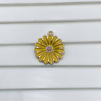 Brass Enamel Yellow White Gold Daisy Flower Pendant For Women