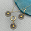 Brass CZ Black Gold Daisy Flower Pendant Chain Earring Girls Bulk