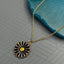 Brass Enamel Black Gold Daisy Flower Necklace Pendant Chain Girls Bulk