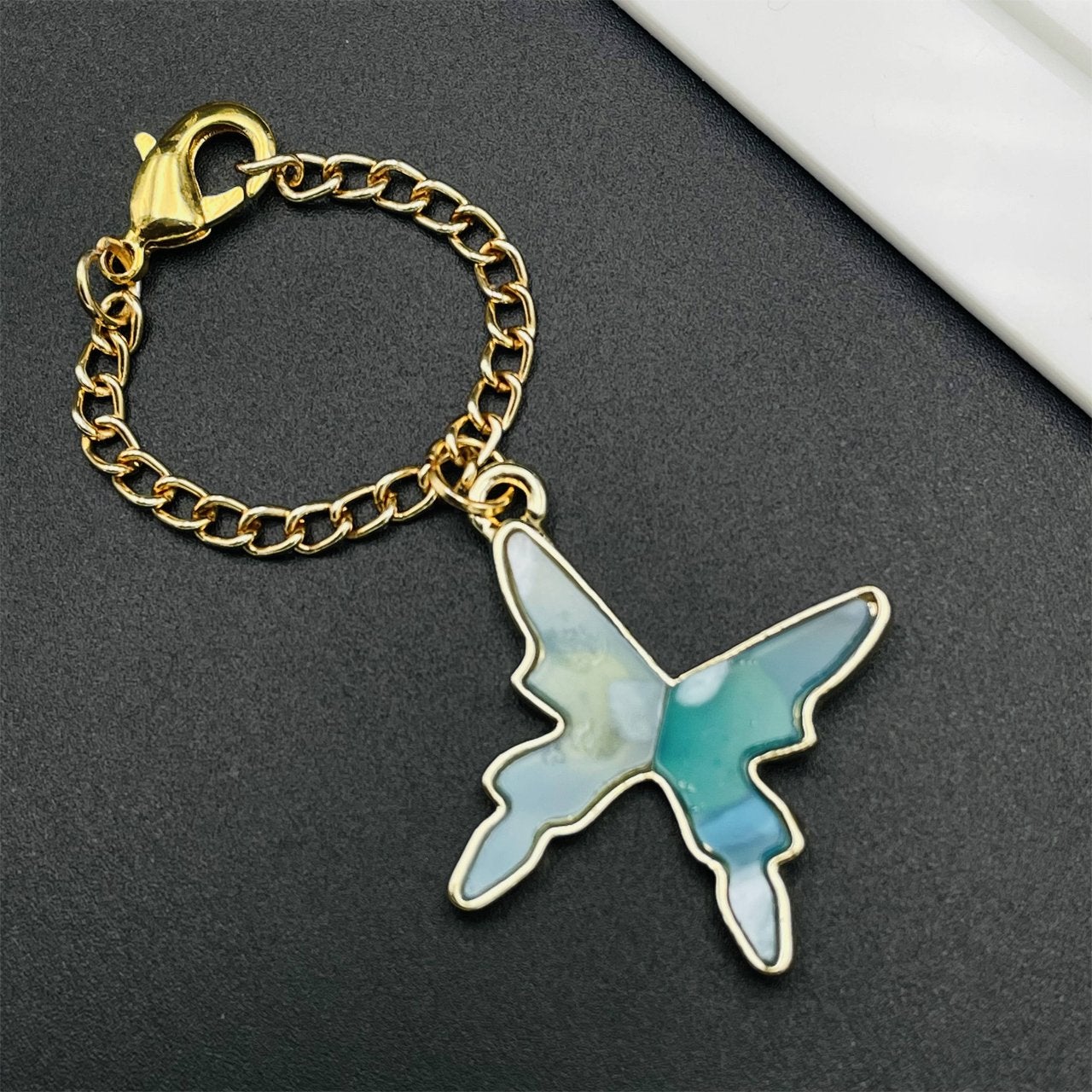 Alloy Enamel Butterfly Watch Charm For Women Gold Green Bulk