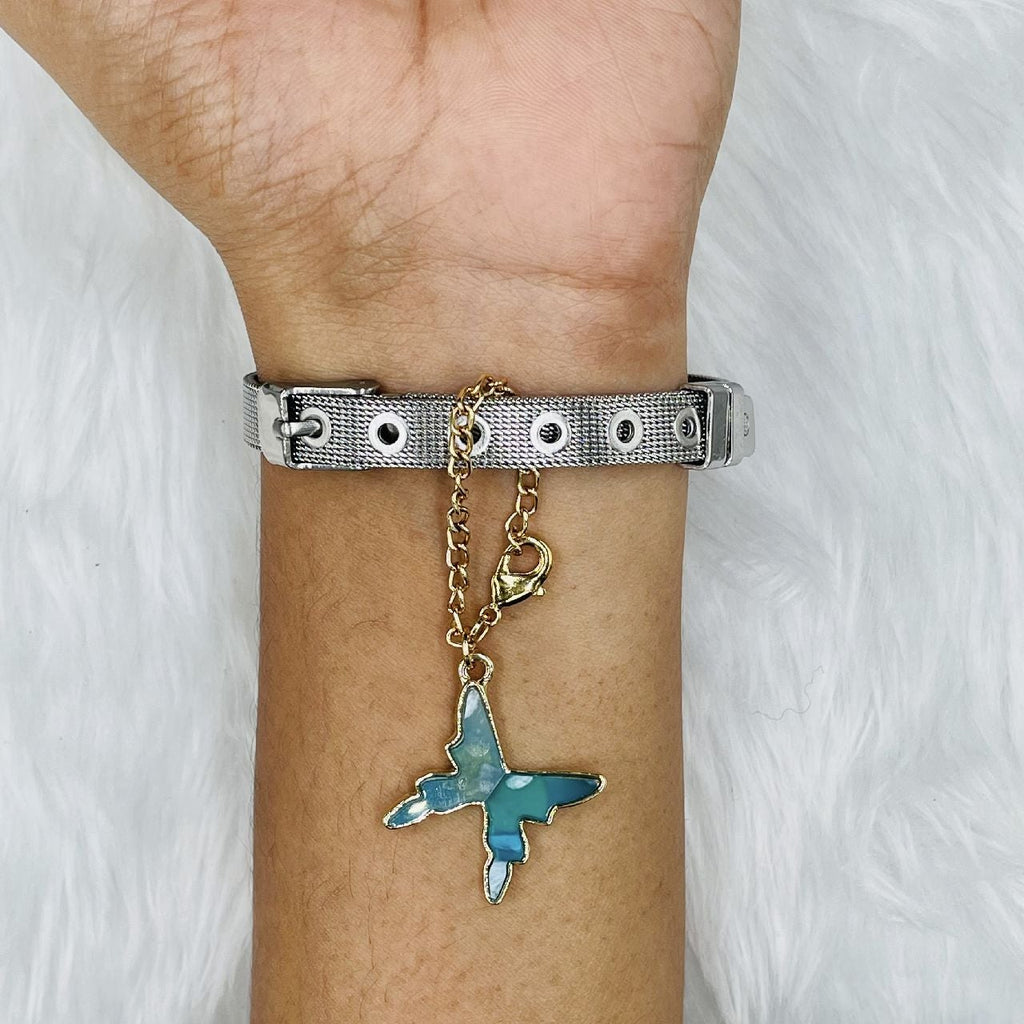 Alloy Enamel Butterfly Watch Charm For Women Gold Green Bulk