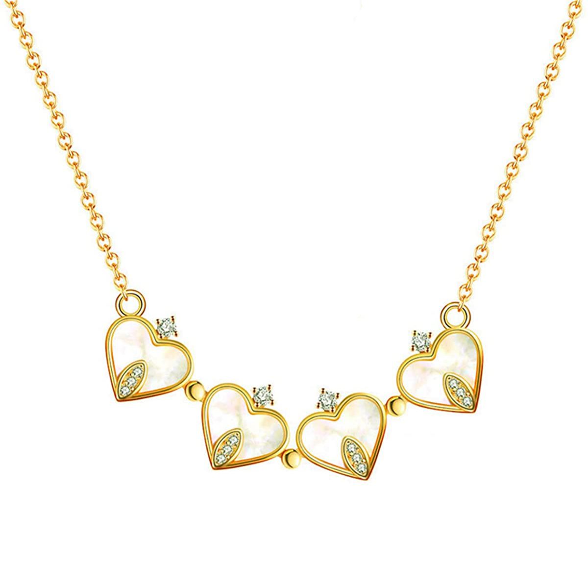 Clover Stainless Steel Cubic Zirconia Magnet Openable Necklace Pendant Chain Women Gold White Secondary image