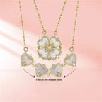 Clover Stainless Steel Cubic Zirconia Magnet Openable Necklace Pendant Chain Women Gold White