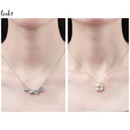 Clover Stainless Steel Cubic Zirconia Magnet Openable Necklace Pendant Chain Women Gold White