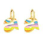 Copper Enamel Alphabets Initial Letter Drop Earring Pair Gold Bulk