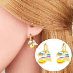 Copper Enamel Alphabets Initial Letter Drop Earring Pair Gold Bulk