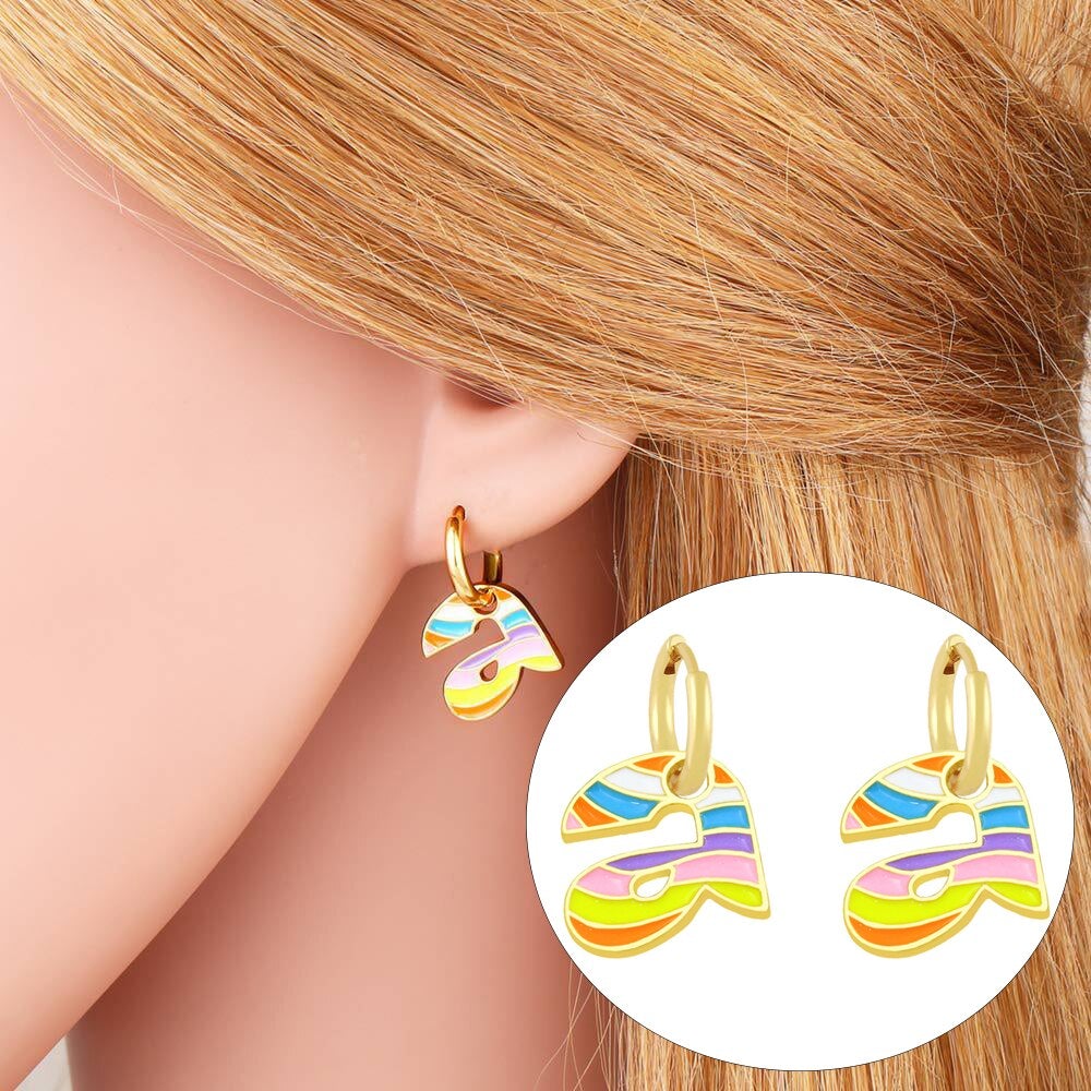Copper Enamel Alphabets Initial Letter Drop Earring Pair Gold Bulk