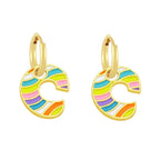Copper Enamel Alphabets Initial Letter Drop Earring Pair Gold Bulk