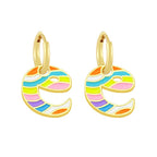 Copper Enamel Alphabets Initial Letter Drop Earring Pair Gold Bulk