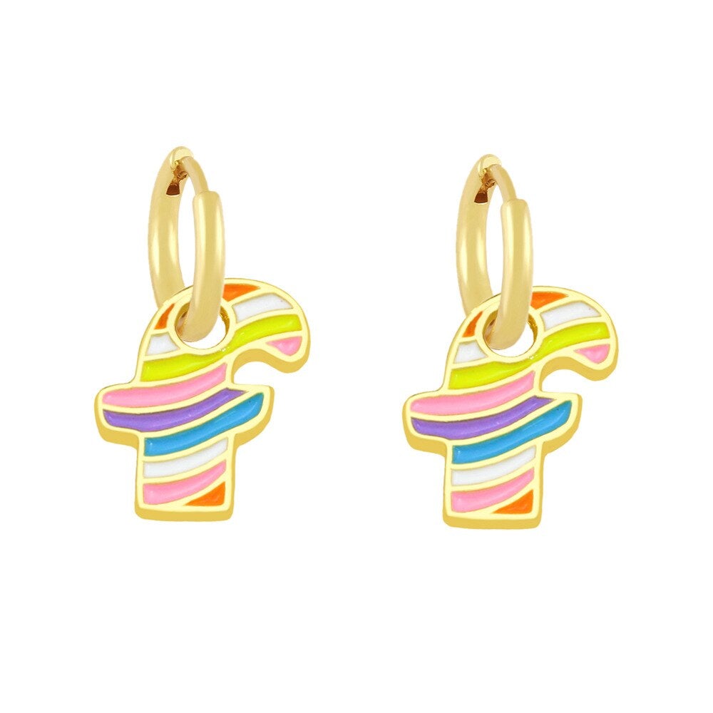 Copper Enamel Alphabets Initial Letter Drop Earring Pair Gold Bulk