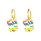 Copper Enamel Alphabets Initial Letter Drop Earring Pair Gold Bulk