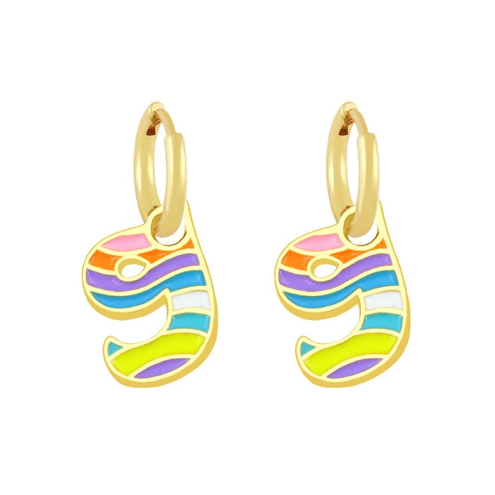 Copper Enamel Alphabets Initial Letter Drop Earring Pair Gold Bulk