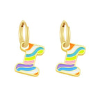 Copper Enamel Alphabets Initial Letter Drop Earring Pair Gold Bulk