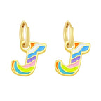 Copper Enamel Alphabets Initial Letter Drop Earring Pair Gold Bulk