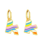 Copper Enamel Alphabets Initial Letter Drop Earring Pair Gold Bulk
