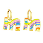 Copper Enamel Alphabets Initial Letter Drop Earring Pair Gold Bulk