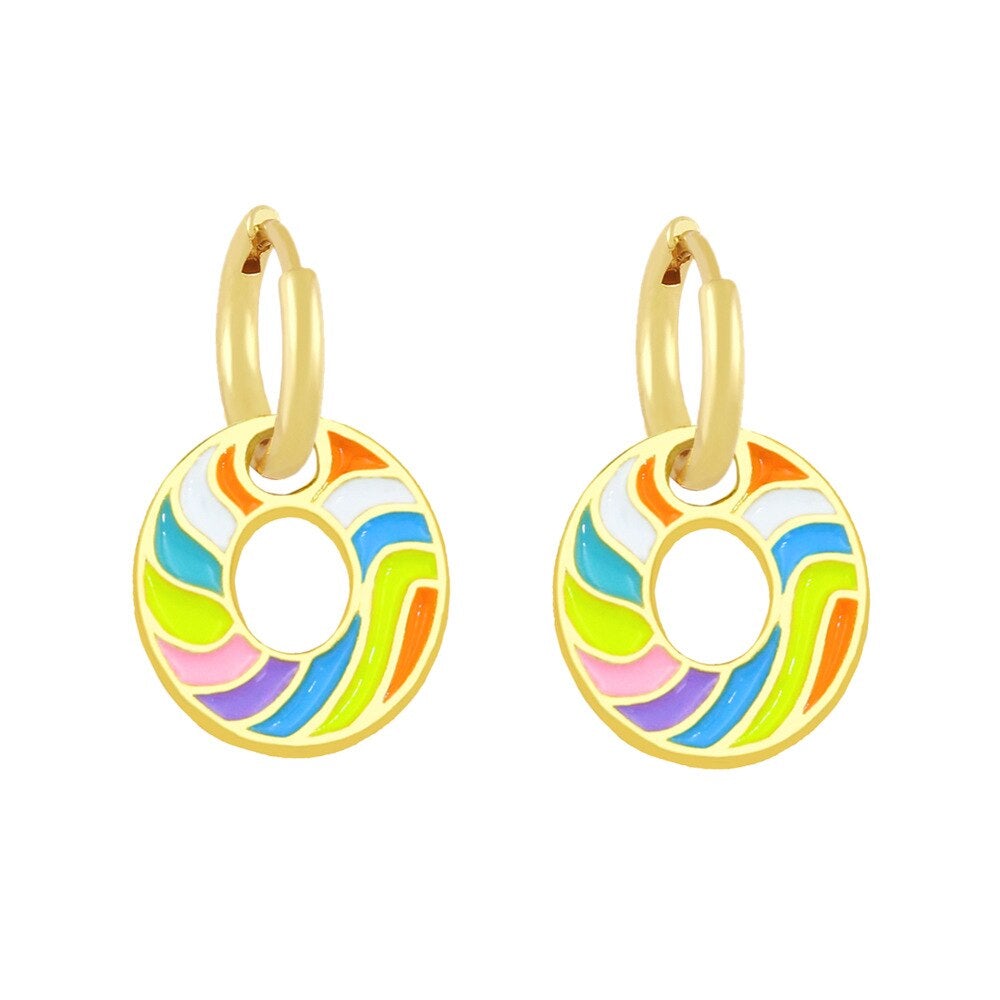 Copper Enamel Alphabets Initial Letter Drop Earring Pair Gold Bulk