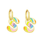 Copper Enamel Alphabets Initial Letter Drop Earring Pair Gold Bulk