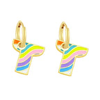 Copper Enamel Alphabets Initial Letter Drop Earring Pair Gold Bulk