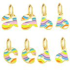Copper Enamel Alphabets Initial Letter Drop Earring Pair Gold Bulk