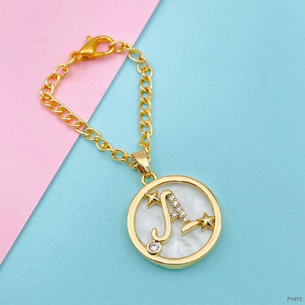 Copper Star Cubic Zirconia Gold Letter Watch Charm Women Bulk