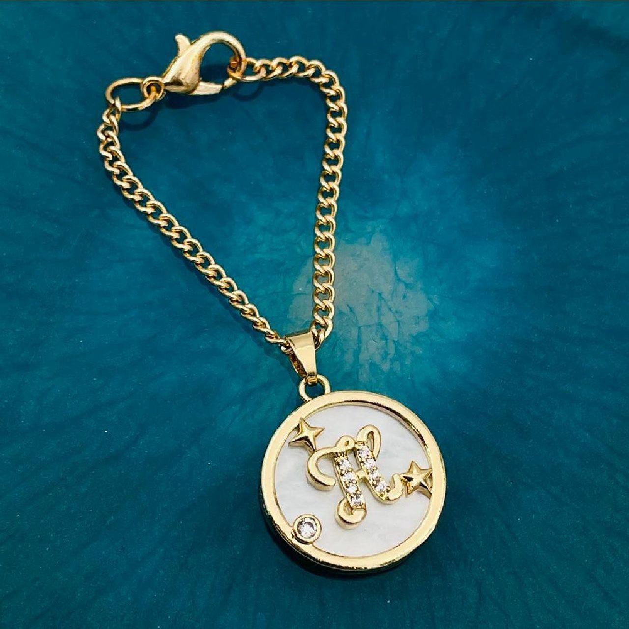 Copper Star Cubic Zirconia Gold Letter Watch Charm Women Bulk